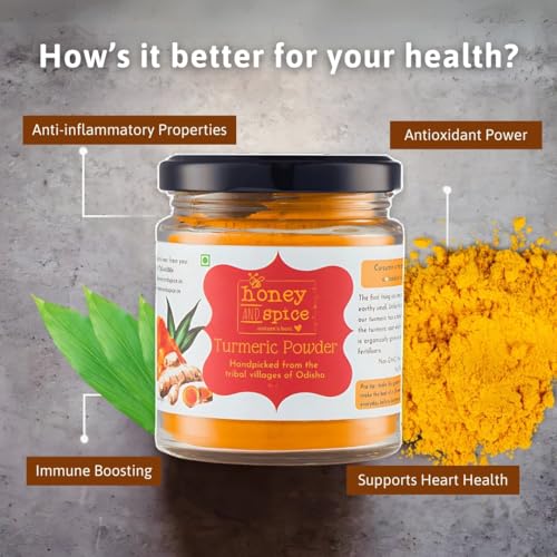 Image of Honey and Spice High Curcumin Turmeric (250g) | Paper Packaging | Haldi Powder | Ideal for Eating, Drinking, Cooking | Natural and Fresh