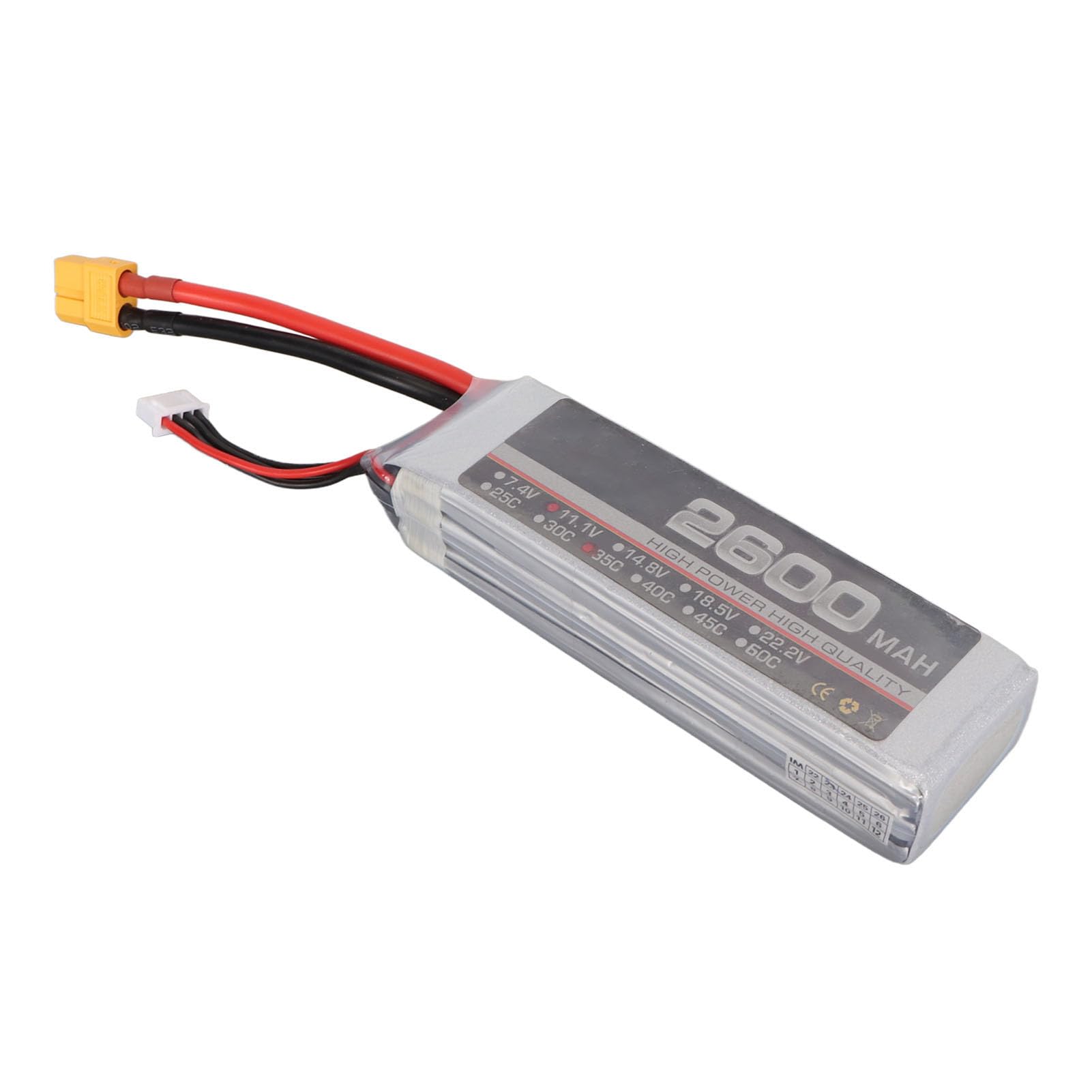 AMONIDA Batteria Lipo 11.1V 35C 2600mAh RC Potente Alimentazione di Energia per FPV Racing Drone Quadcopter 3S (XT60)