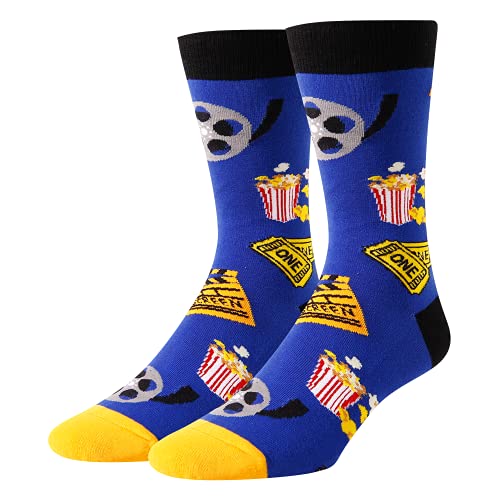 Zmart Movie Socks Popcorn Socks Camera Socks Men, Movie Lover Gifts for Movie Buffs