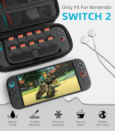 Image of TiMOVO Carrying Case for Nintendo Switch 2 (2025), Blue | Large Capacity, Hard Shell Protective, 10 Game Card Slots, Pockets for Console & Accessories, Portable Travel Pouch