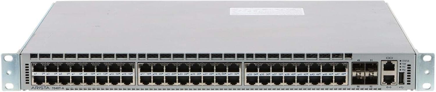 Arista DCS-7048T-A-R 48-Port 100/1000 RJ45 + 4x SFP+ Back-to-Front Airflow Switch w/ Dual PSU (Renewed)