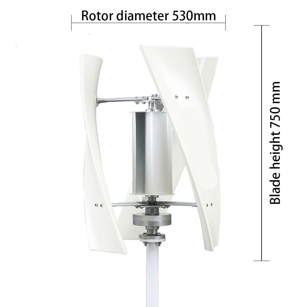 Generatore Eolico Verticale a 3 Lame 3000W a Basso Rumore Mulino a Vento 12V 24V 48V 220V Kit di Energia Eolica per Esterni, Montagna, Illuminazione Stradale con Controller