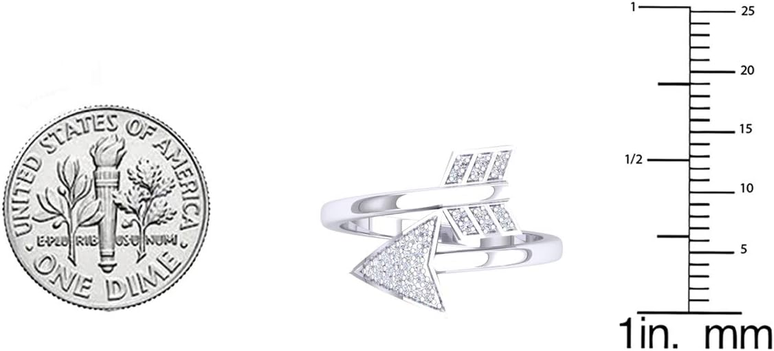 Dazzlingrock Collection 0.13 Ctw Round White Natural Diamond Bridal Vintage Right Hand Arrow Ring, Sterling Silver