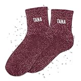MASSA Chaussettes Paillettes - Taille Unique - Connasse, Bichette, Chaton, Bad Bitch, Patate, Casse Couilles, Blondinette, Brunette, Anti Connard, Tana - Chaussettes à Paillettes (Tana)