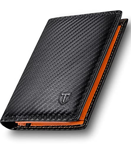 TEEHON Geldbörse Herren Geldbörse aus Karbonfaser-Leder mit RFID-Blocker,...