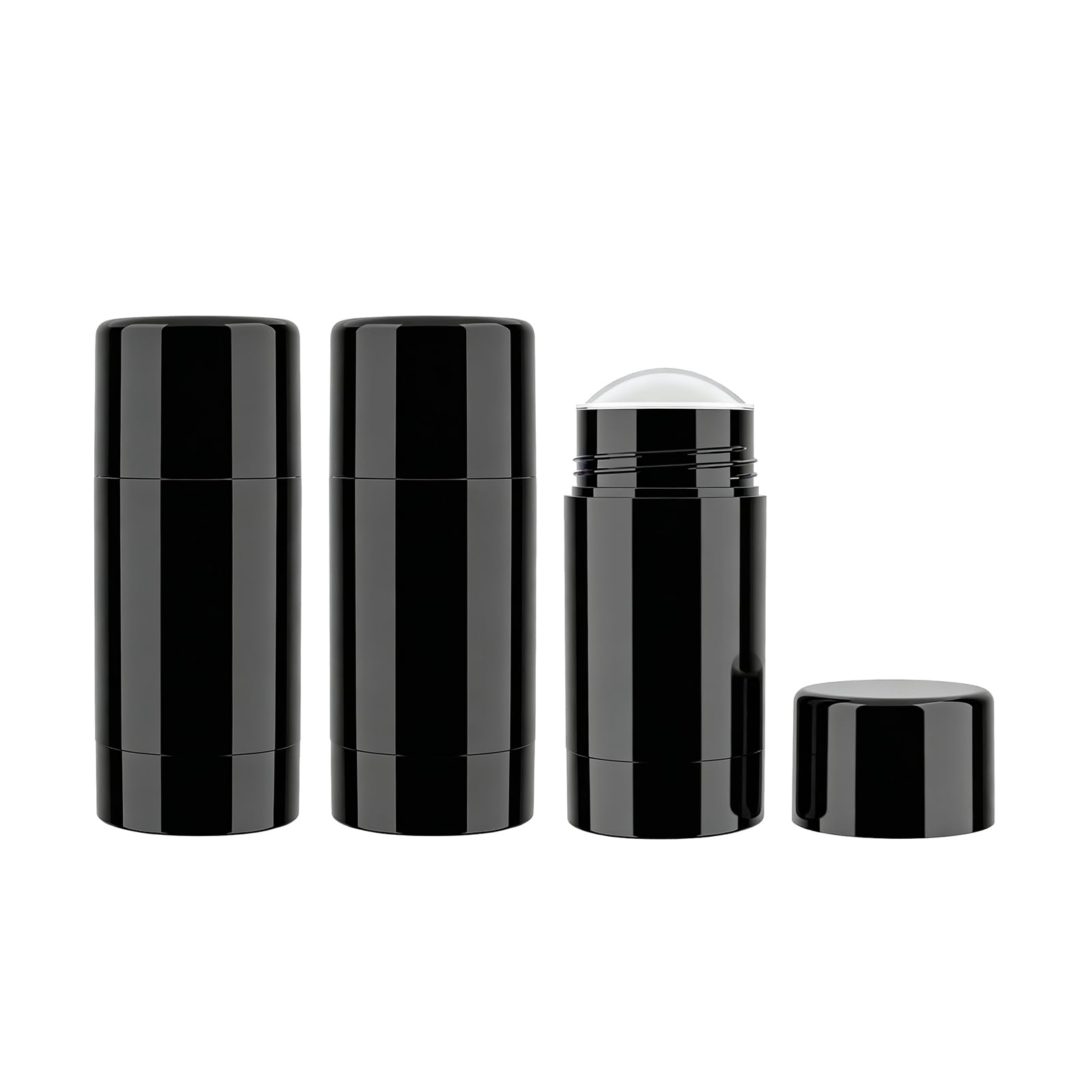 VASANA 3 recipientes de desodorante redondos vacíos, botellas recargables, tubos de bálsamo labial 30 g, cosméticos, protector solar