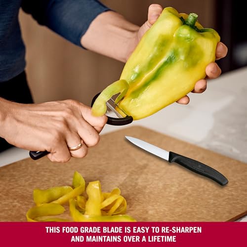 Victorinox Swiss Classic Gemüsemesser und Sparschäler, 2-teilig, Extra Scharfe Klinge, für Obst und Gemüse, Rostfreier Stahl, Schwarz 2
