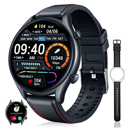 Montre Connectée Homme avec Appels Bluetooth: Smartwatch avec Assistant Vocal et Lecteur de Musique Podomètre Fréquence Cardiaque Oxymetre Sommeil 19 Modes Sportifs pour Android iOS…