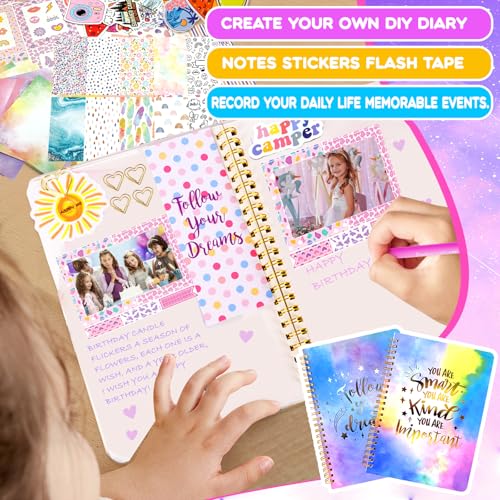 DIY Journal Kit for Girls - 150+Pcs Stationery & Diary Set, Scrapbook Supplies kit and Art & Craft kit, Toys for Girl & Tween Ages 8 9 10 11 12 13 14 Year Old Girl Birthday Gift