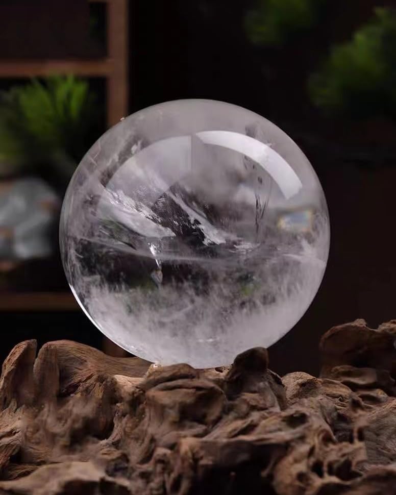 White Crystal Ball Crystal Sphere Crystal Ball with Stand for Lucky Wealth Protect The House Home Decor Feng Shui Ornament,40mm