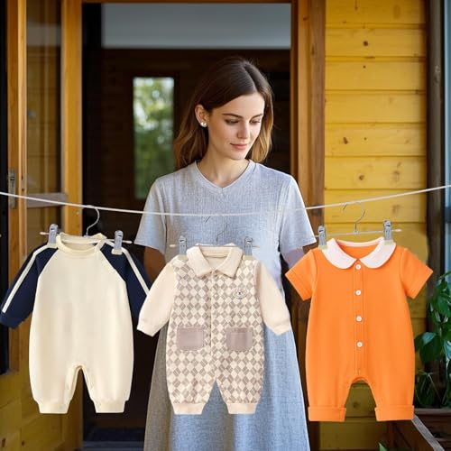 Miniatura 6 de Wjwski Perchas Bebe, Perchas Para Pantalones Con Pinzas Antideslizantes, 20 Unidades, Ahorran Espacio Perchas Infantiles 17 Cm, Perchas De Metal Para Bebés, Pantalones,Calcetines,Baberos