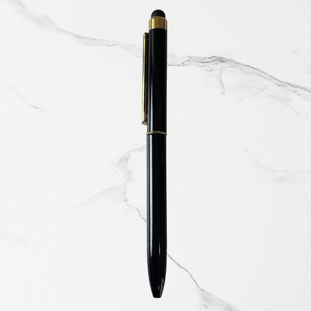 Ball Pen Bazaar 2 in 1 Stylus Fellowship Metallic Glossy Black Ball Pen with Gold Clip | Dual Twist Mechanism Blue & Red Ink | Touchscreen Stylus Pen for Office School Daily Use (1 Pc)-picture-20