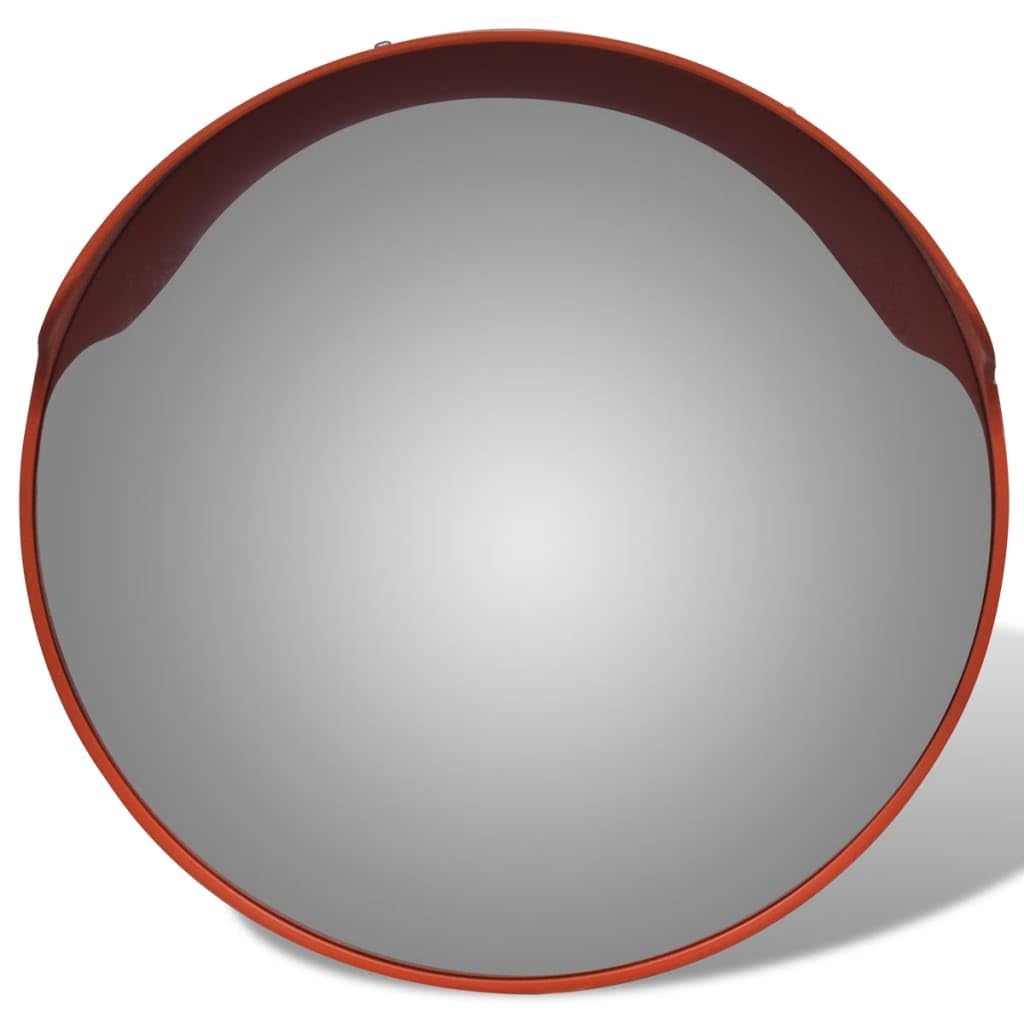 Espejo de tráfico convexo exterior de plástico PC naranja 45 cm, espejo de tráfico de seguridad vial, gran angular espejo de circulación para garaje, pasillo, ayuda de estacionamiento