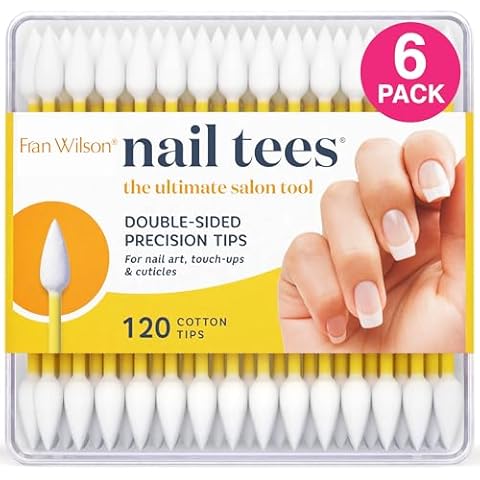 Fran Wilson NAIL TEES COTTON TIPS 120 Count (6 PACK) - The Ultimate Nail Tool, Multi-Purpose Double-sided Swabs with Pointed Ends for Precise Touch-ups and the Perfect At-Home Manicure & Pedicure Cover