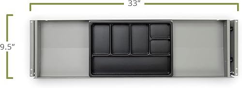 Miniatura 2 de Uprite Ergo Cajón de lápiz y lápiz de ajuste largo para debajo del escritorio, organizador delgado para escritorios de altura ajustable (negro, 33 x