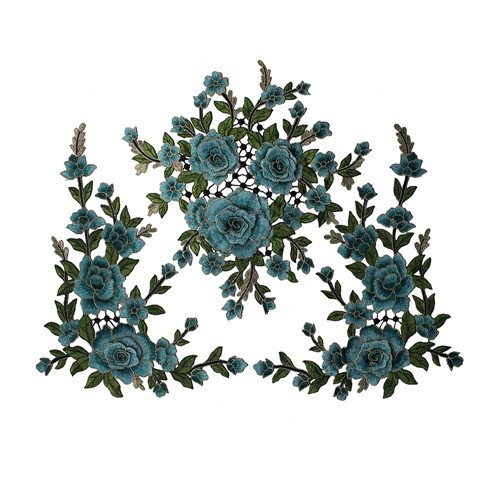 1set 3D Flower Embroidery Applique Lace Fabric Patches for Dress Garment Decorated DIY Sewing Accessories T2579 (Turquoise)