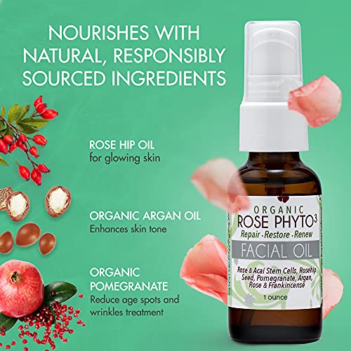 Peak Scents Organic Rose Phyto Facial Oil, Rosehip Oil For Face With Rose Extract, Pomegranate Oil, Argan Oil, And Frankincense Essential Oil, 1Oz #TOP6