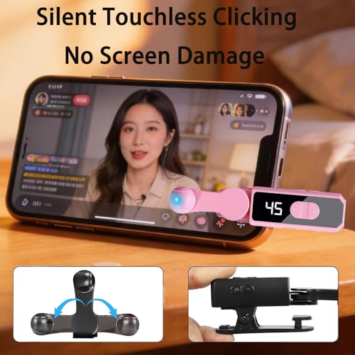 Tiktok Tapper for iPhone Android, Auto Touch Device with 107 Adjustable Speed, Rechargeable Instant Clicker for Live Stream Likes Social Media Tasks (Pink+Pink) — view 2