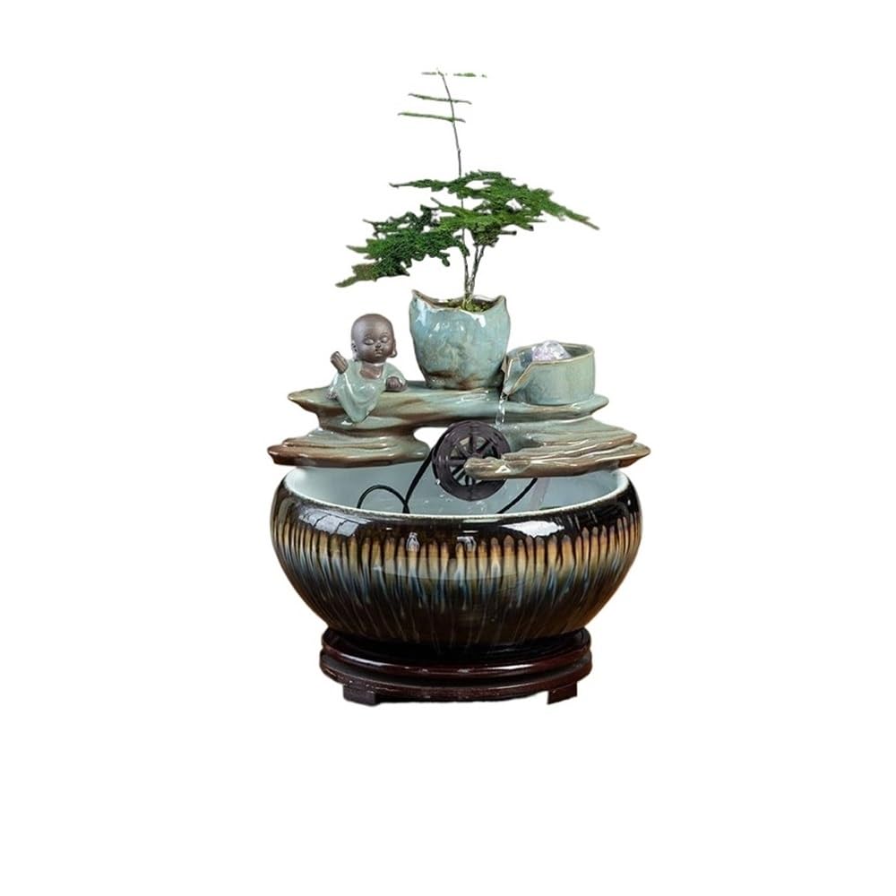 Water Feature Tabletop Fountain Ceramic Fish Tank Relaxing Ambiance for Home and Office Decor Indoor Fountains