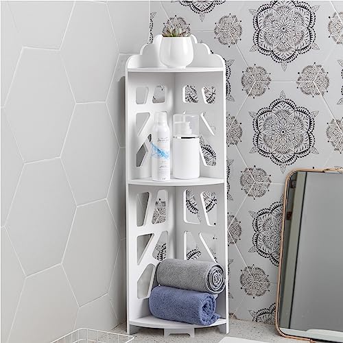 J Jinxiamu Corner Shelf Stand,Bathroom Storage Organizer Great For Small Bathroom Storage,Small Corner Shelf Perfect For Small Space,Waterproof Bathroom Stand Also Use For Toilet Paper Stand,White #TOP2