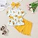 YALLET Toddler Baby Girl Clothes Summer Outfits Set, Short Sleeve T-Shirt+Casual Shorts+Headband 3Pcs Infant Girl Clothing(Yellow Sunflower, 12-18 Months)