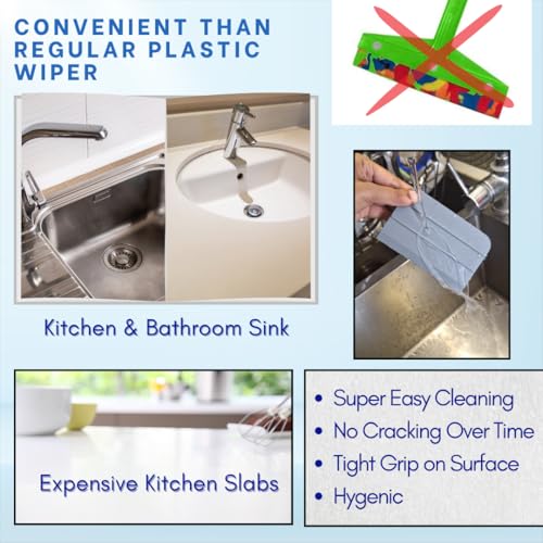 Image of Fully Silicone Squeegee Wiper (3Pcs) | Flexible Non-Scratch Kitchen & Bathroom Cleaning Tool for Water Stains, Glass, Mirrors & Countertops, Natural Grip, Long Life, Home and Car Accessory