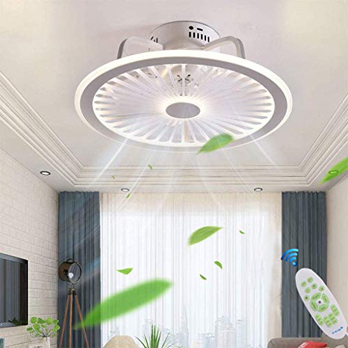 YZSJLED Ceiling Light Quiet Ceiling Fan Light Dimmable with Remote Control Ultra Thin Design Bedroom Living Room Children's Room Dining Room Ceiling Lamp Fan Lamp, 4H Timing Ø50cm, 56W,White
