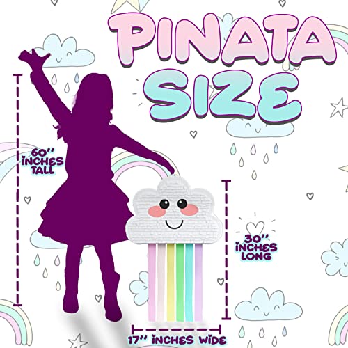 Cloud Rainbow Pinata 4-Piece Bundle For Kids (17.5”X11”X5”) Perfect For Cute Rainbow Birthday Decorations, Girls Party Supplies, 1St B-Day Parties And More By Jergrim #TOP5