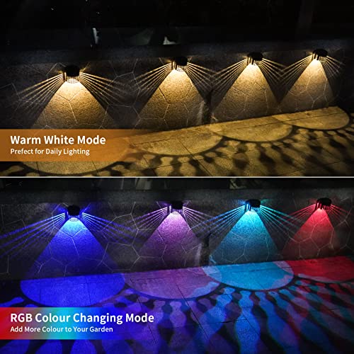 Dlaoum Solar Fence Lights Outdoor Waterproof - Solar Garden Decorative Lights - Warm White And Rgb Mode Solar Deck Lights For Garden Post Patio Step Stair Pathway Yard Backyard Wall Decor (6 Pack) #TOP1