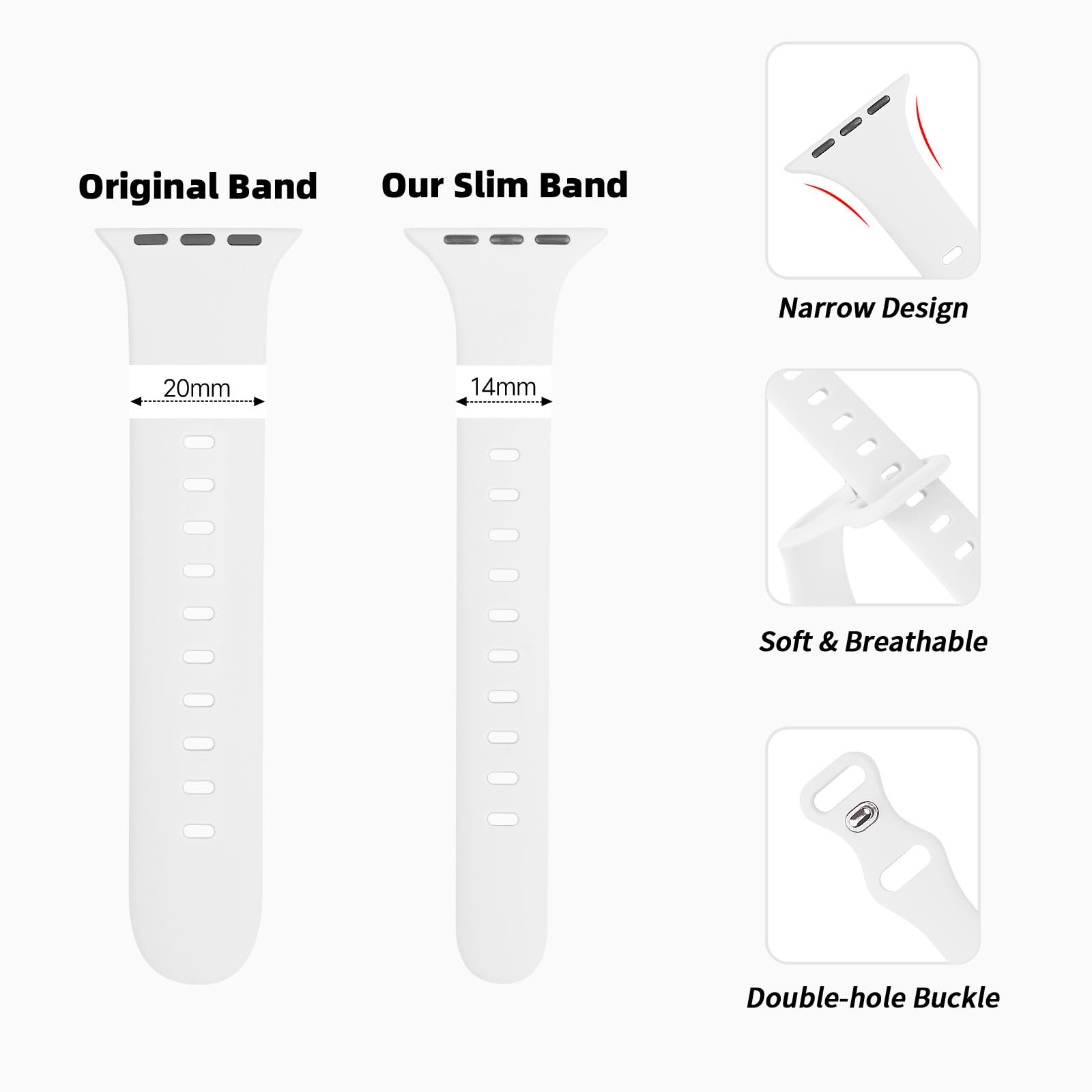 Bracelet en silicone compatible avec Apple Watch 41 mm, 38 mm, 40 mm, 46 mm, 45 mm, 42 mm, 44 mm, bracelet de rechange sport fin pour iWatch Series 11 10 9 8 7 6 5 4 SE Ultra 3 2