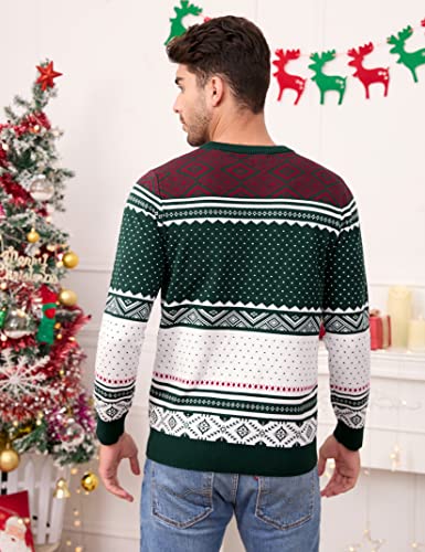 Image of MISSKY Family Christmas Sweater Crew Neck Reindeer Snowflakes Knitted Pullover for Women /Men /Kids