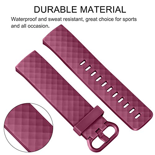 Image of Tobfit Watch Strap Compatible with Fitbit Charge 4 / Fitbit Charge 3 (Watch Not Included), Removable Soft Belts for Charge 3 /4 Wristband, Smartwatch Band for Men & Women (S,Burgundy Red)