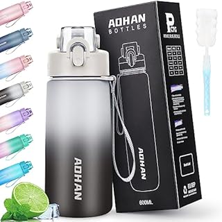 AOHAN Butelka sportowa z sitkiem na napoje 600 ml, tritan, bez BPA, do napojów gazowanych, szczelna, ze skalą pojemności, do uprawiania sportu, szkoły, biura, na zewnątrz, siłownię i rower