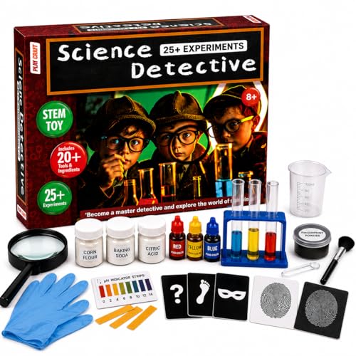 Image of FUN NATION Science Experiment Kit for Kids Ages 8-12 | STEM Science Detective & Spy Kit with 25+ Chemistry Experiments, Fingerprint Investigation, Magnifying Glass & Periscope | Birthday & Return Gift