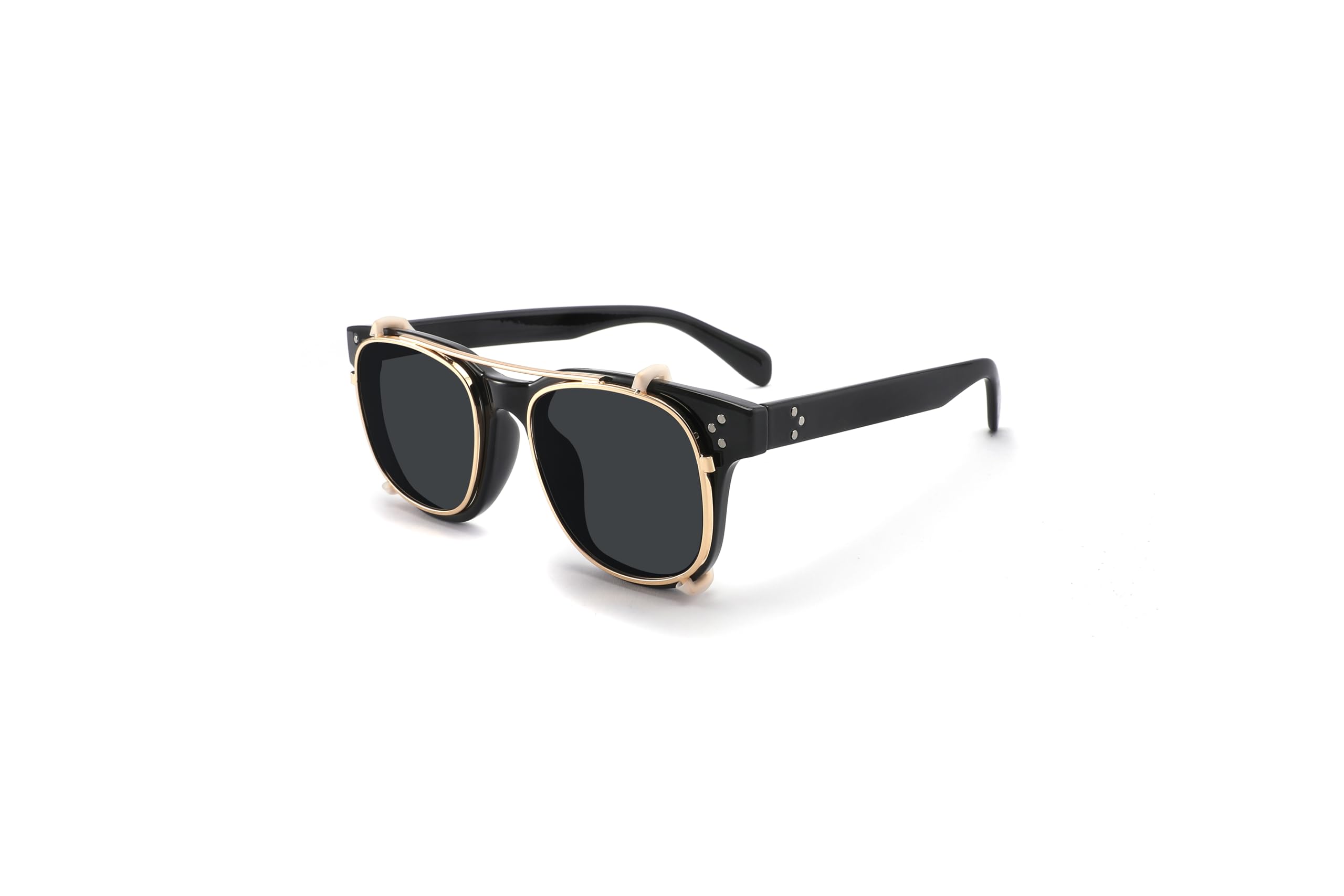 Technigadgets Mens Vintage Round Polarized Sunglasses UV Protection Black/Black
