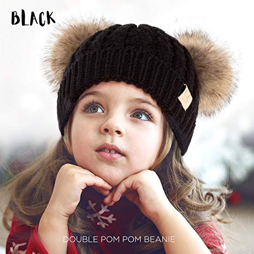 Image of C.C Exclusives Children Kid Double Pompom Knitted Beanie for Kids Ages 2-5 (KID-23)(KID-24)(KIDS-2055)