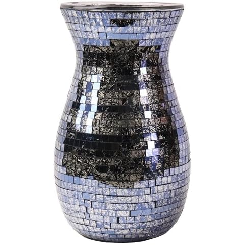 ZHIPINHUI 9" H Medium and Large Vase.Black-Golden Mosaic Vase.Exquisite Craftsmanship.Decor Home Modern All Handmade Mosaic Vases .Beautiful Glass Vase for Home&Office Decor.Unique Mosaic Vase Gift Cover