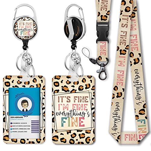 Id Badge Holder With Breakaway Lanyard, Retractable Badge Reel Heavy Duty, It's Fine I'm Fine Lanyards For Id Badges Ajustable, Teacher Nurse Work Office Gifts #TOP11