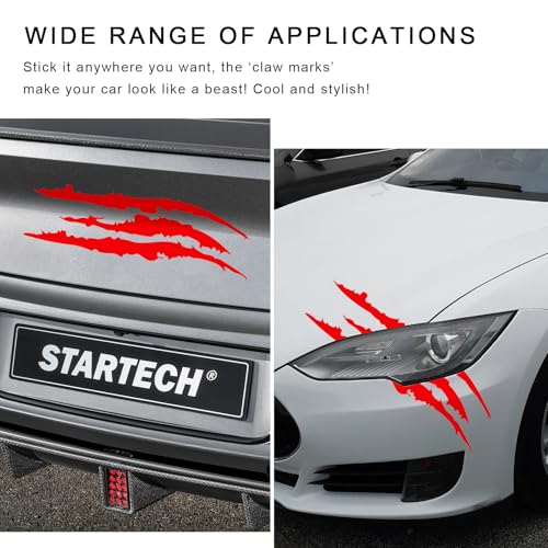 Image of 2 PCS Claw Mark Decals for Car, Headlight Sticker Waterproof Vinyl Stripes Scratch Decal, Monster Claw Scratch Mark Sticker Car Exterior Decor for SUV Pickup Truck (Red)