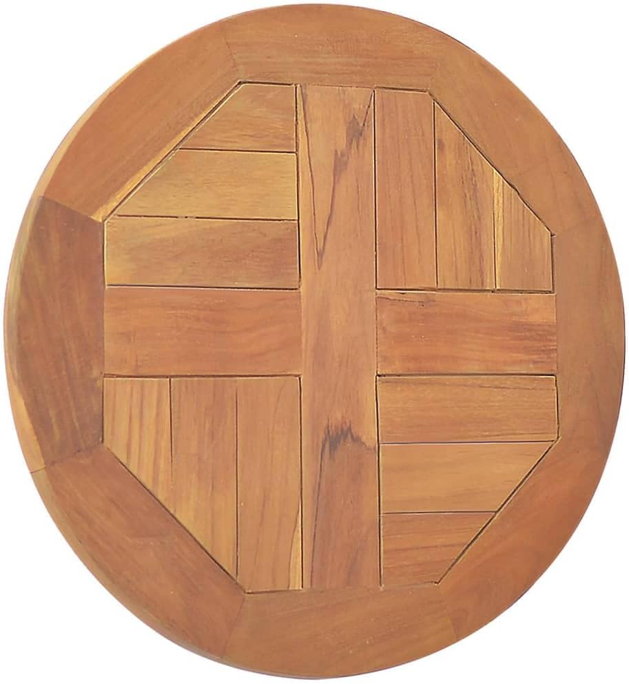 Solid Teak Wood Round Table Top, 15.7 inch Dining Surface, Durable Outdoor Patio Furniture Replacement