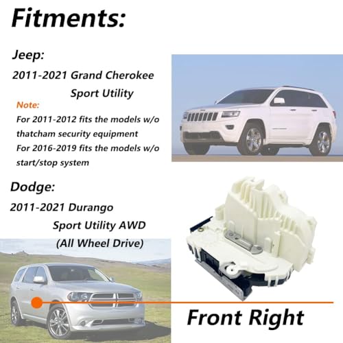 Image of Door Lock Actuator Compatible with 2011-2021 Durango, Grand Cherokee WK2 Front Passenger Right Side