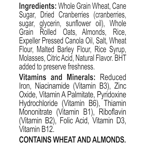 Great Grains Cranberry Almond Crunch Cereal, Cereal with Dried Cranberries and Almonds, Non-GMO Project Verified, 17 OZ Box