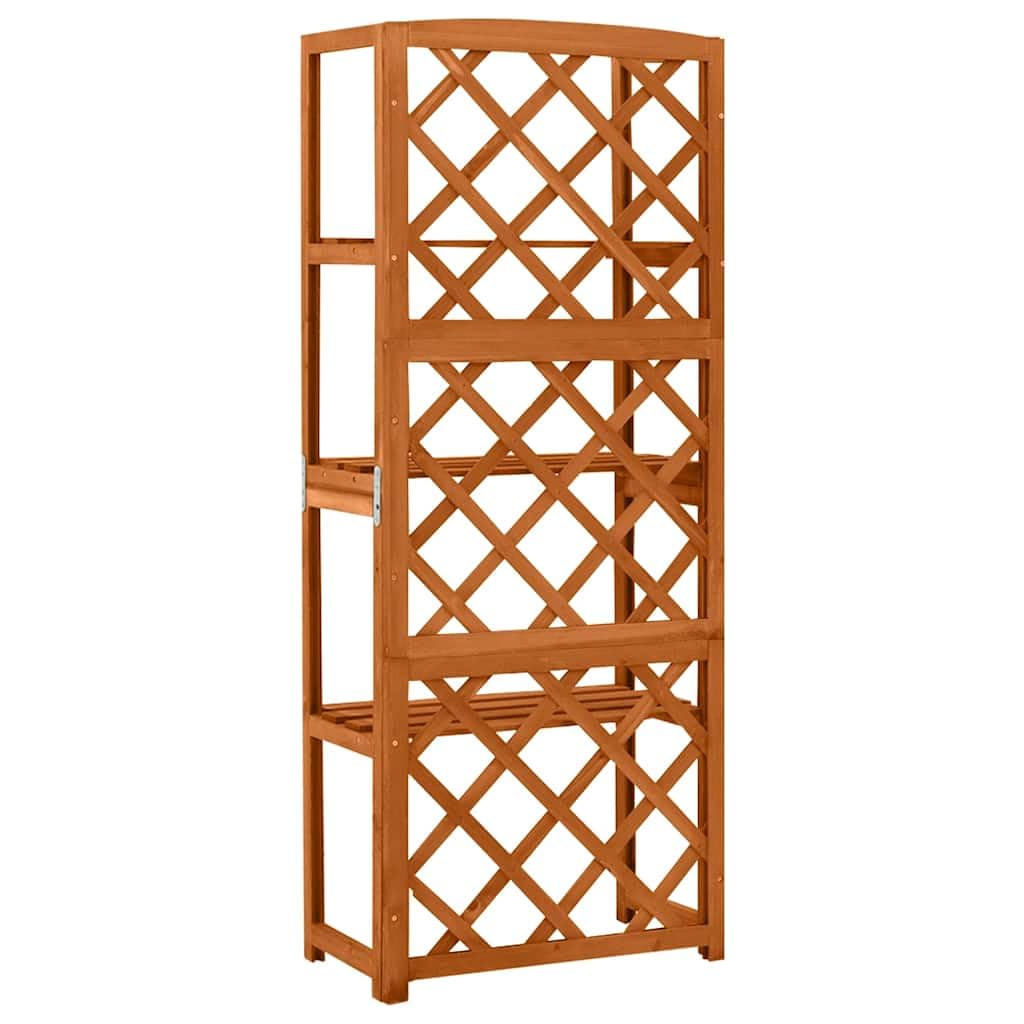 Lite drewno jodła pergola z półkami 55 x 30 x 140 cm | Stabilna pomoc do wspinania się na róże, 3 półki na rośliny doniczkowe, do ogrodu, na balkon, taras