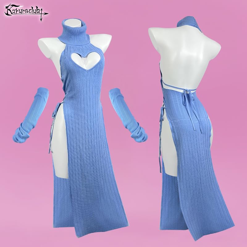 KORURACLUB Love Cheongsam costume White/Black premium sweater cosplay lingerie Love Cheongsam succubus lingerie: Blue XS/M