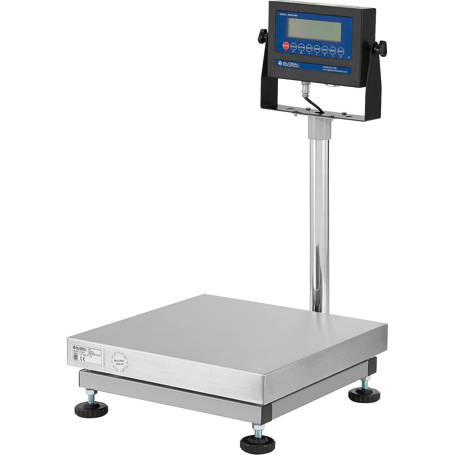 NTEP Bench Scale with LCD Display by Global Industrial – Steel Frame/Stainless Steel Pan, Silver, Model OP-915-1616-300 LCD-PL