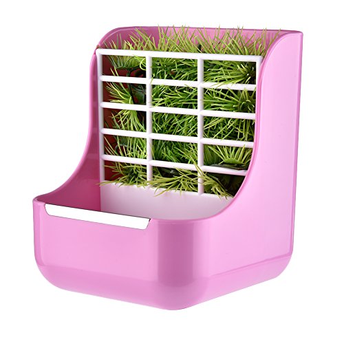 Purebesi - Comedero y marco de hierba para conejos, chinchillas, grandes, cobayas, contenedores de alimentos 2 en 1