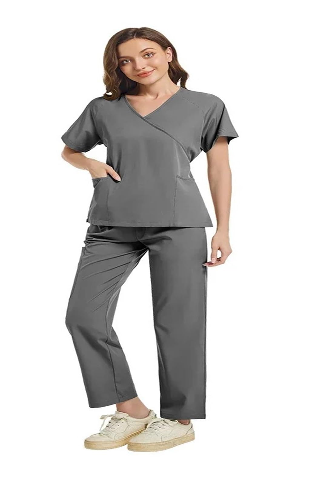 Uniforme Sanitario Hombre Conjunto de uniformes de enfermera, pantalones de chándal suaves y transpirables, uniformes quirúrgicos for mujer, ropa de trabajo clínica de enfermería y médico(Gray,M)