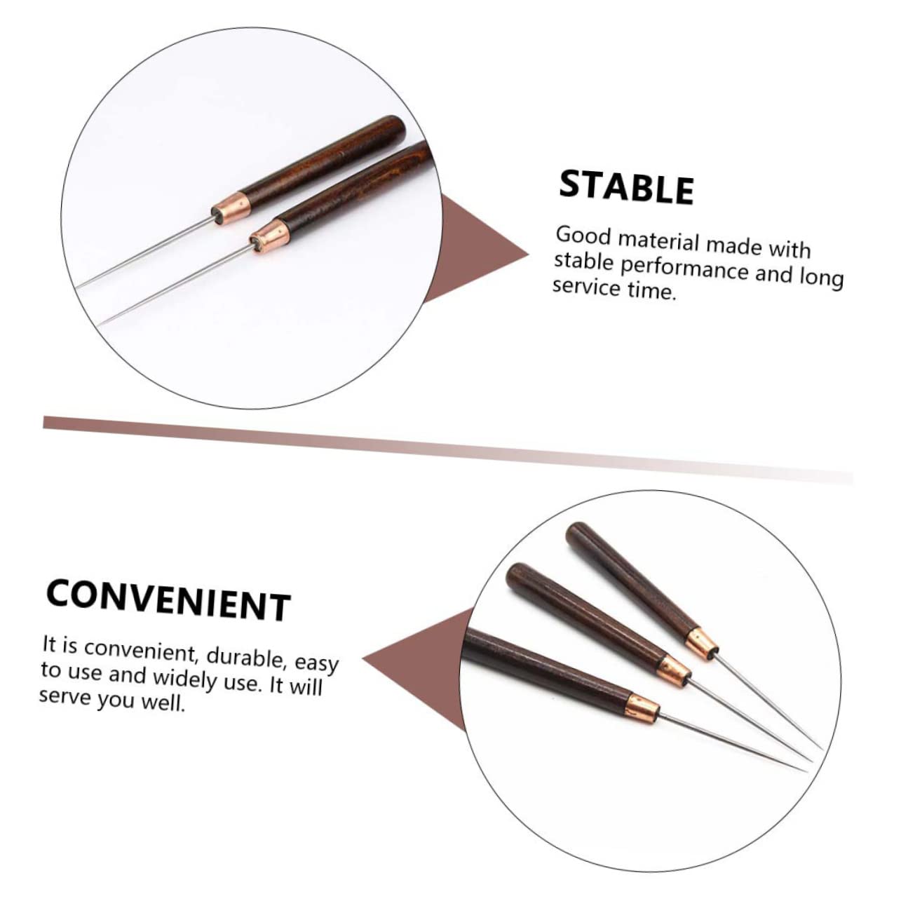 SEWACC 3sets 10pcs Wooden Handle Awl for Sewing and Craft Precision Positioning Tools Compact and Durable Awl Tools for Hole Punching and Pinpointing 10pcs*3