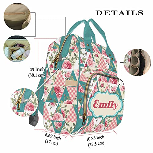 Newcos Personalized Name Diaper Bag with Pink Floral for Women, Customized Casual Nursing Mommy Daypack with Large Capacity for Holiday Mother's Day4