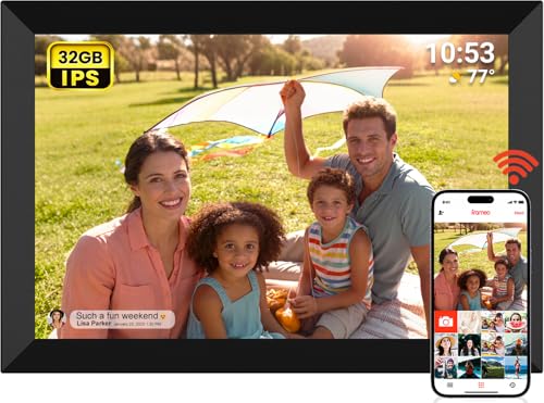 FRAMEO 10.1 inch 32GB Digital Picture Frame, IPS LCD Touch Screen, Auto-Rotate Easy Setup to Share Photos & Videos via Frameo from Anywhere, Gifts for Parents and Grandparents